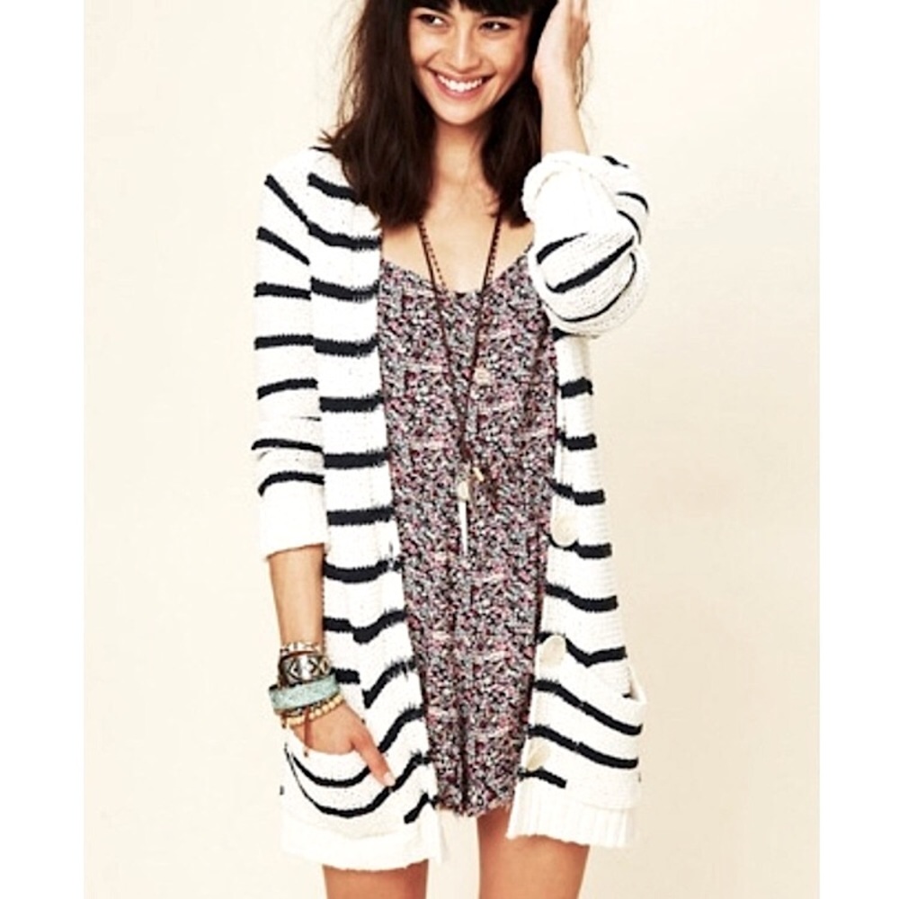 FREE PEOPLE North Beach Striped Cardigan
